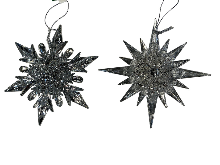 Ornament-Clr Snowflake W/Glitte