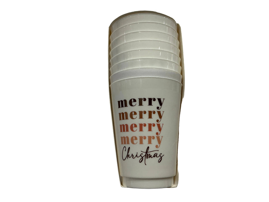 Set of 8 Frost Cup Merry Xmas