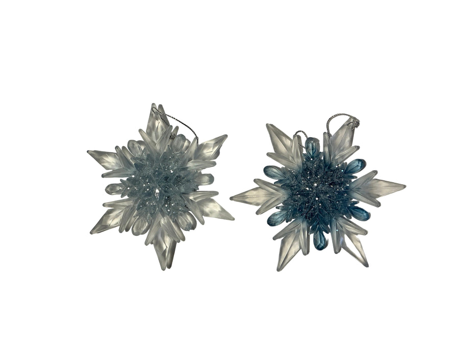 Ornament-4.7" Blu/Clr Snowflake