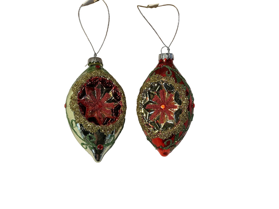 Ornament-4.5" Red/Green Glass R