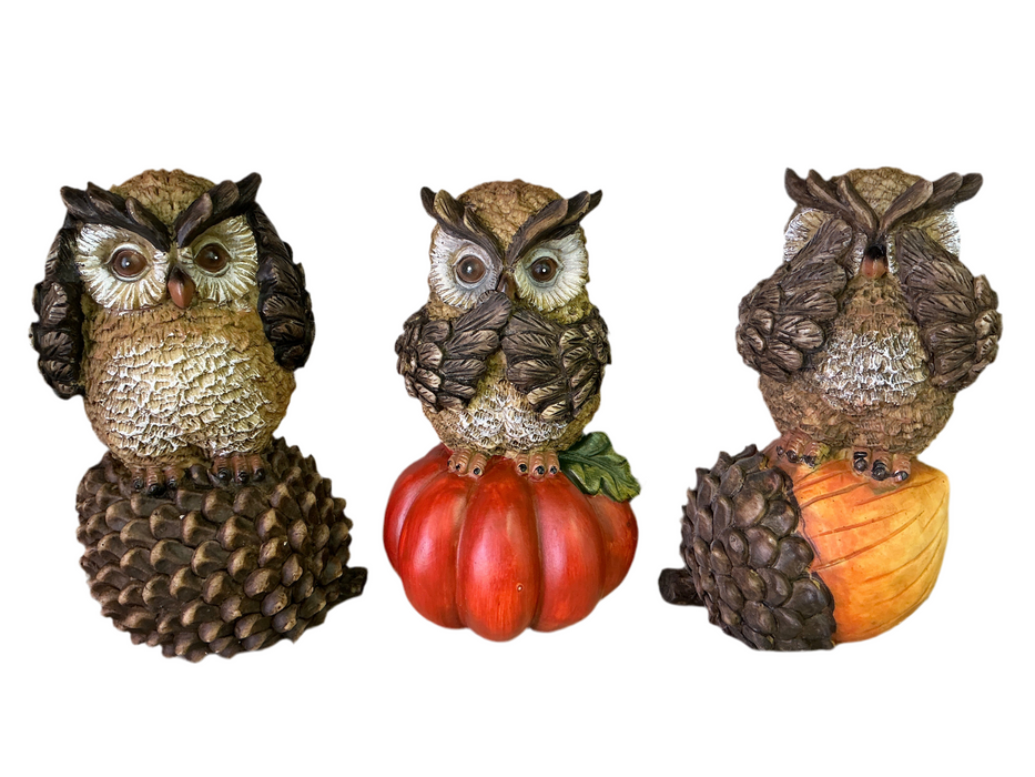 Harvest Decor Owl 3Pc