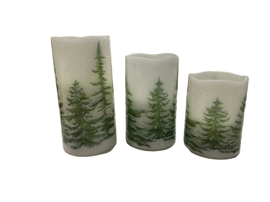 LED Candle Green Pines 3pc