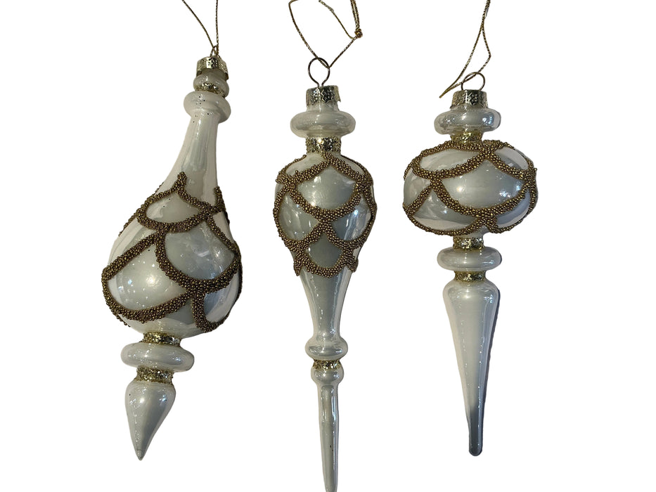 White & Gold Bead Ornament