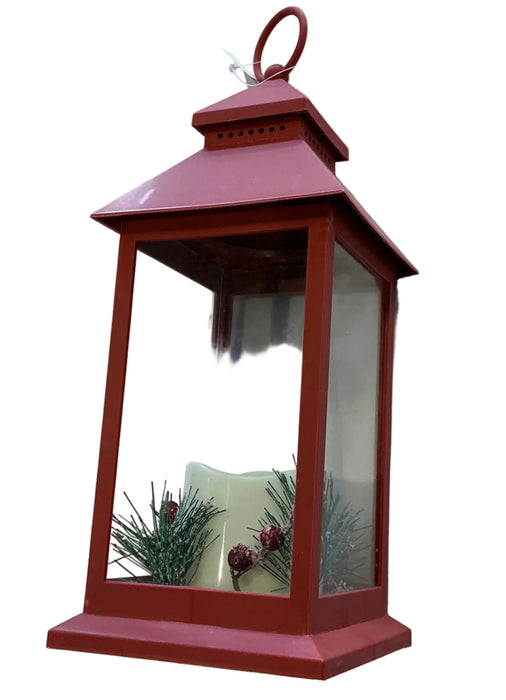 Red Lantern W/LED Candle