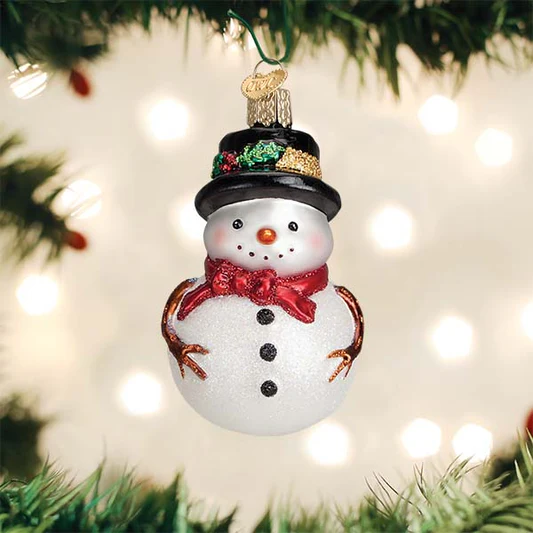 OWC-Red Bow Holly Hat Snowman