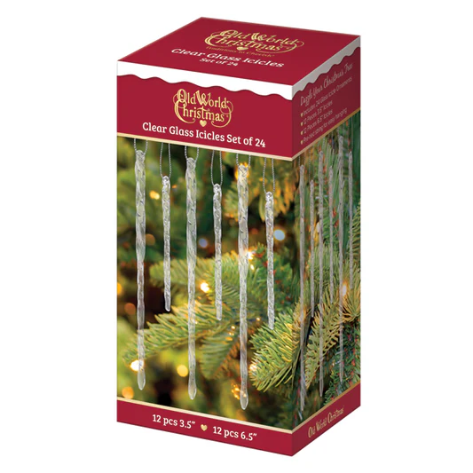 OWC-Clear Glass Icicles 24/Set