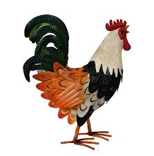 16" Rooster Orange Black White